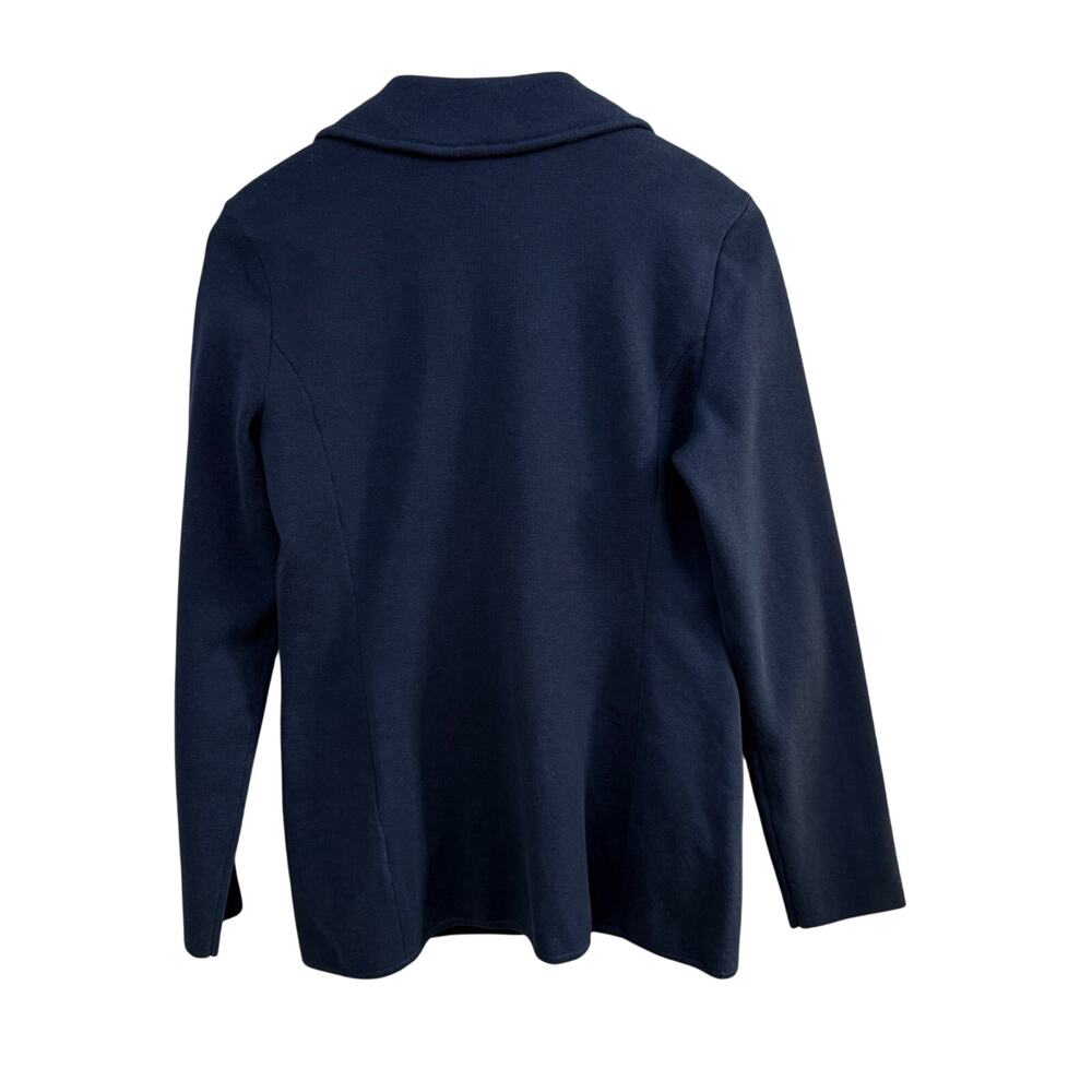 LAUREN RALPH LAUREN Navy Sweater-Knit Cotton-Blend Blazer XS - Picture 10 of 11